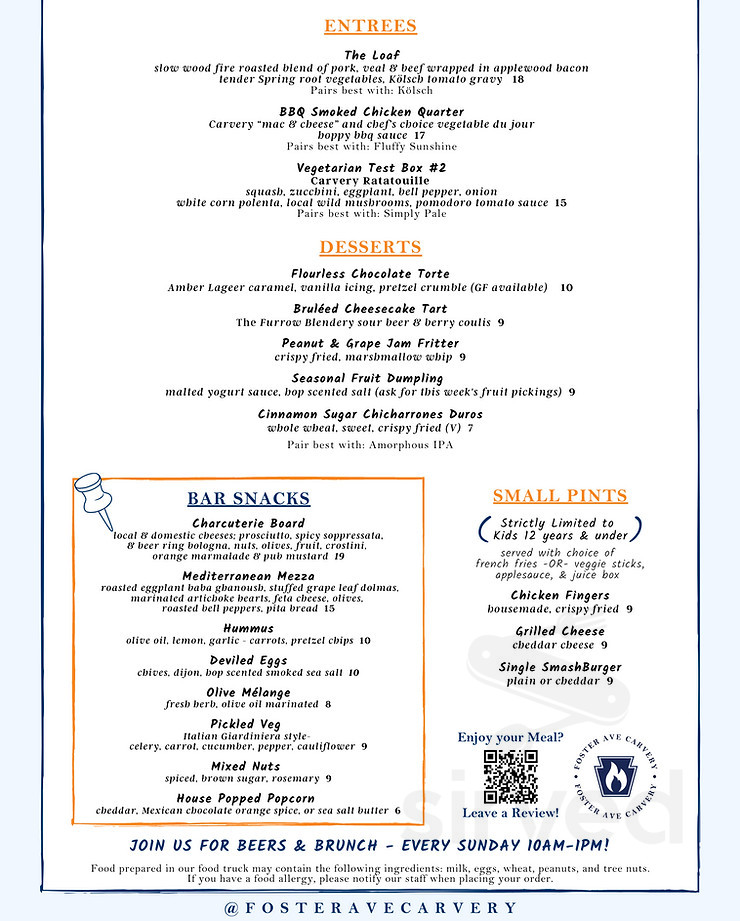 Foster Ave Carvery menus in Malvern, Pennsylvania, United States