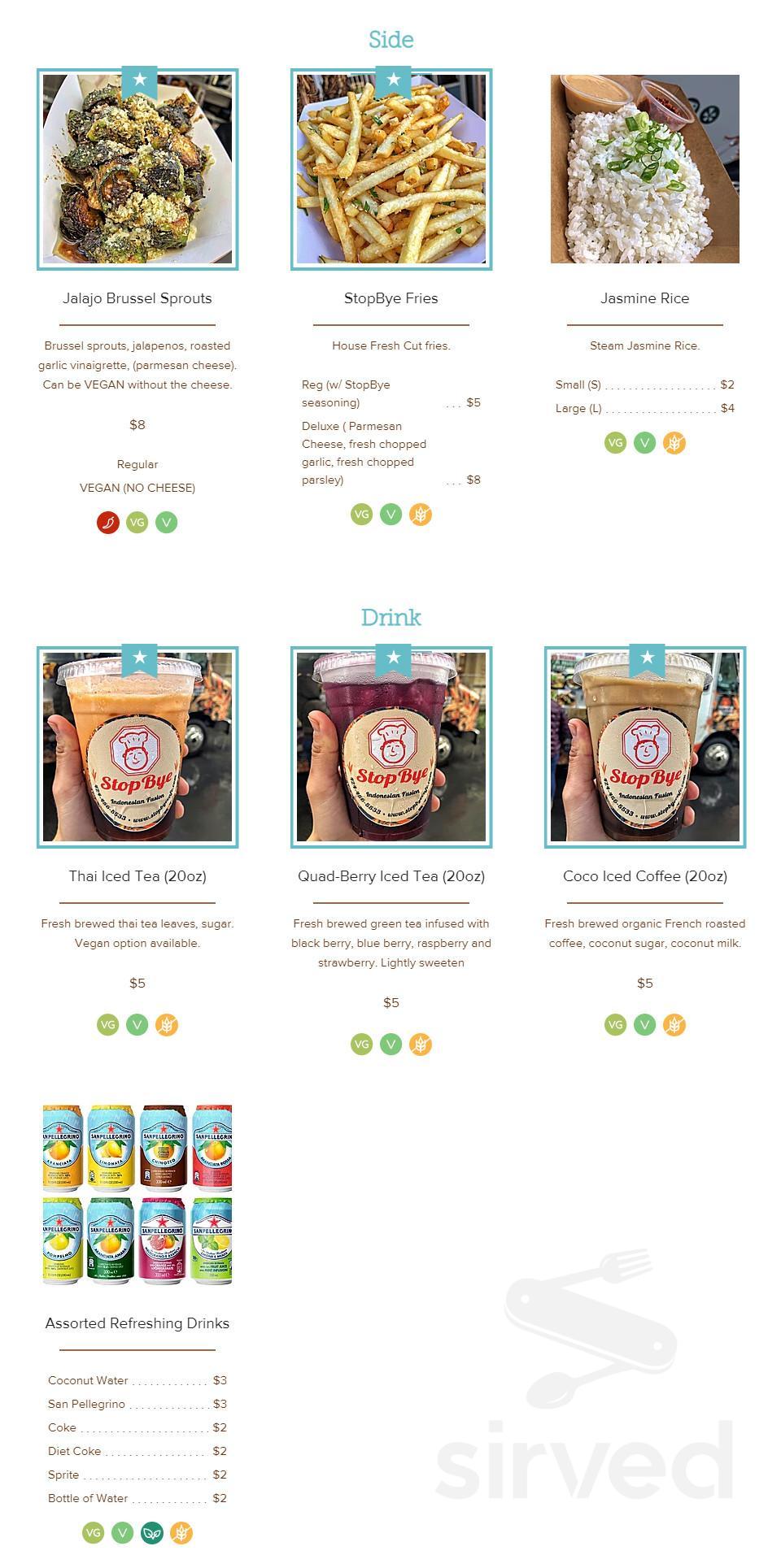 StopBye Cafe menu in Los Angeles, California