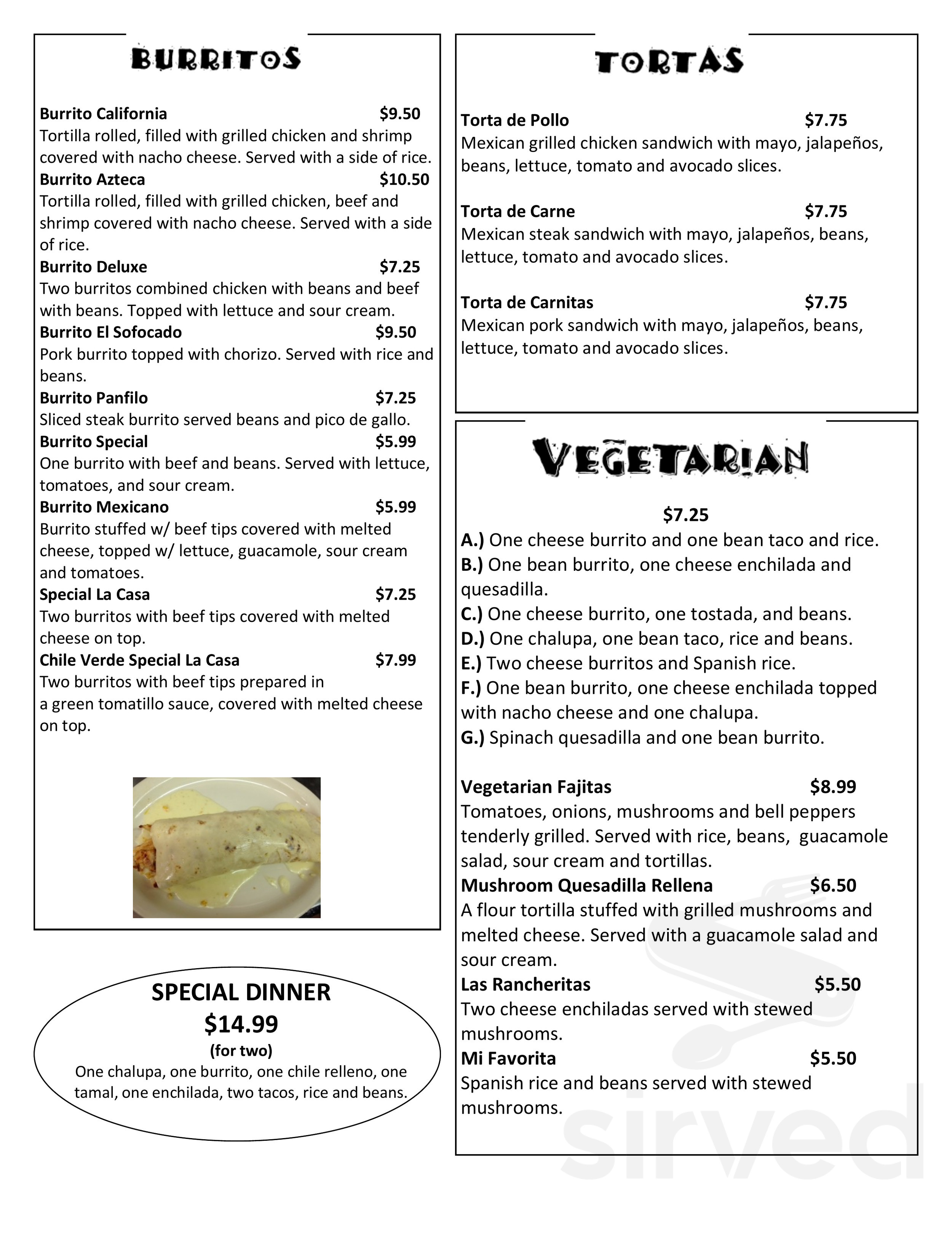 Mi Jalisco Mexican Grill menu in Beech Mountain, North Carolina, USA