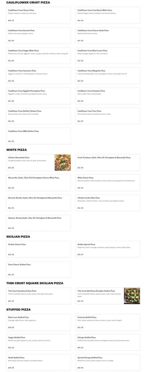 Family Pizzeria menu in Quakertown, Pennsylvania, USA