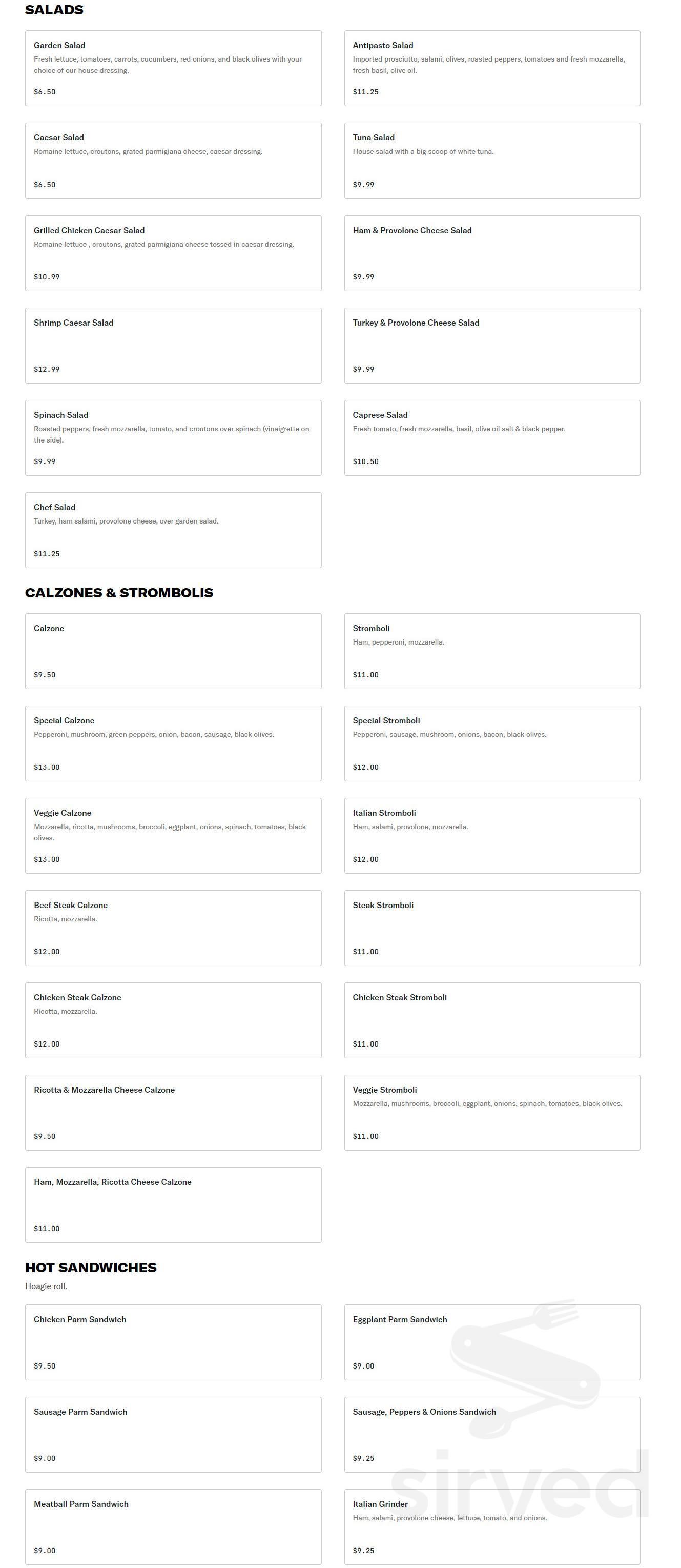 Family Pizzeria menu in Quakertown, Pennsylvania, USA