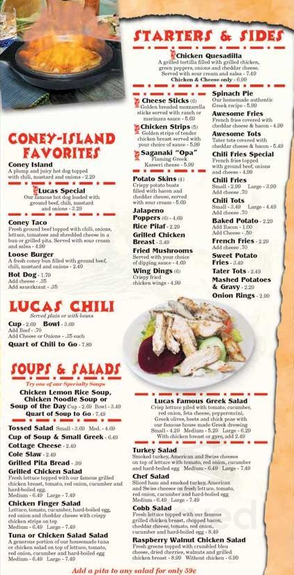 Lucas Coney Island menu in South Lyon, Michigan