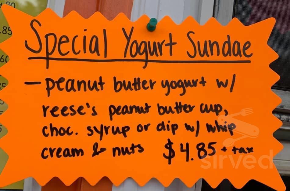 Menu for Leigh’s Cones in Emlenton, PA Sirved