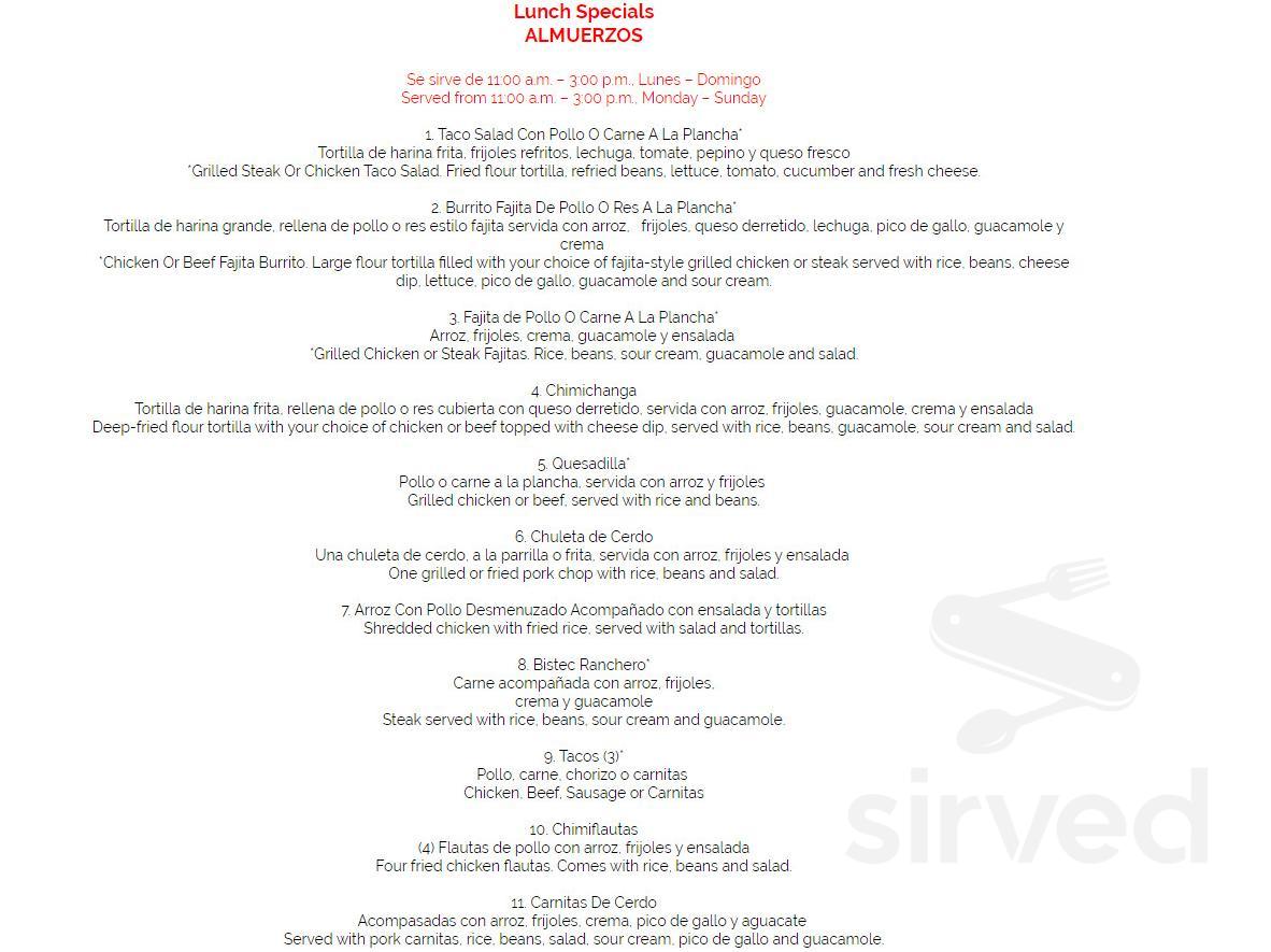 Lempira Restaurant menu in Charlotte, North Carolina, USA