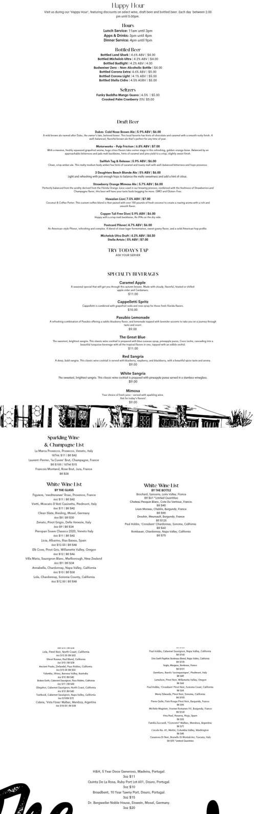 The Porch Restaurant Anna Maria menu in Anna Maria, Florida, USA