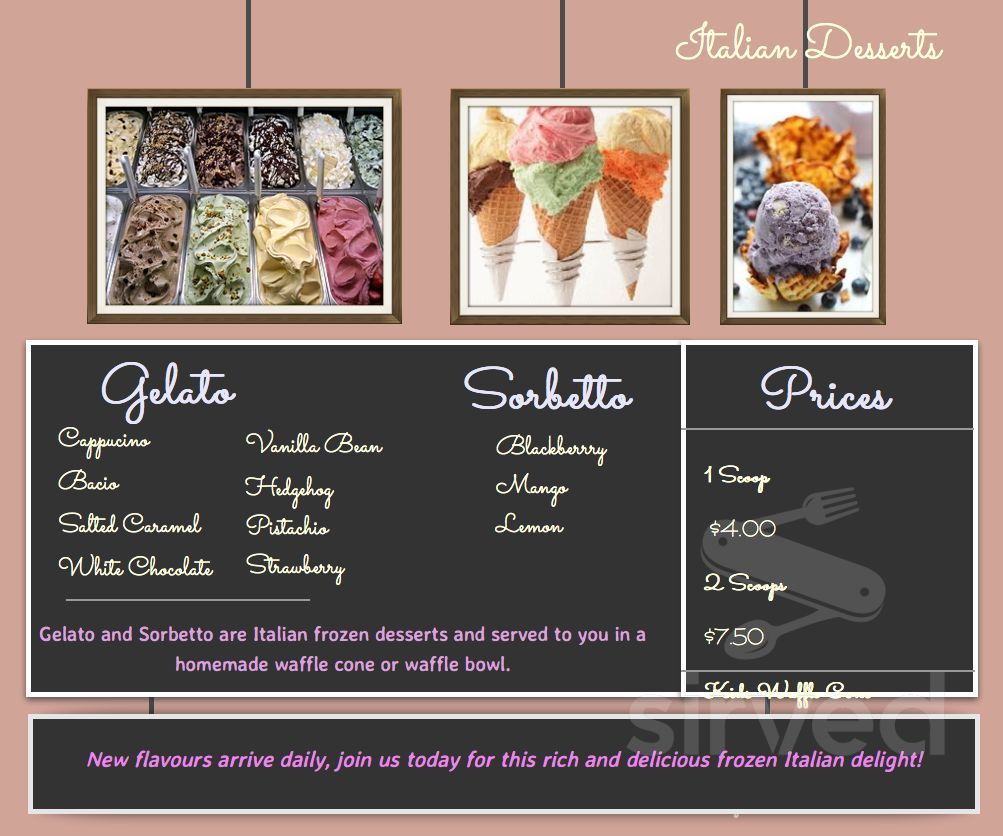 Little City Merchant dessert menu in Enderby, British Columbia