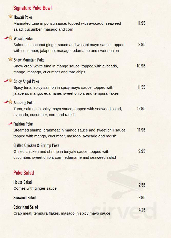 Wasabi Duluth menu in Duluth, Minnesota