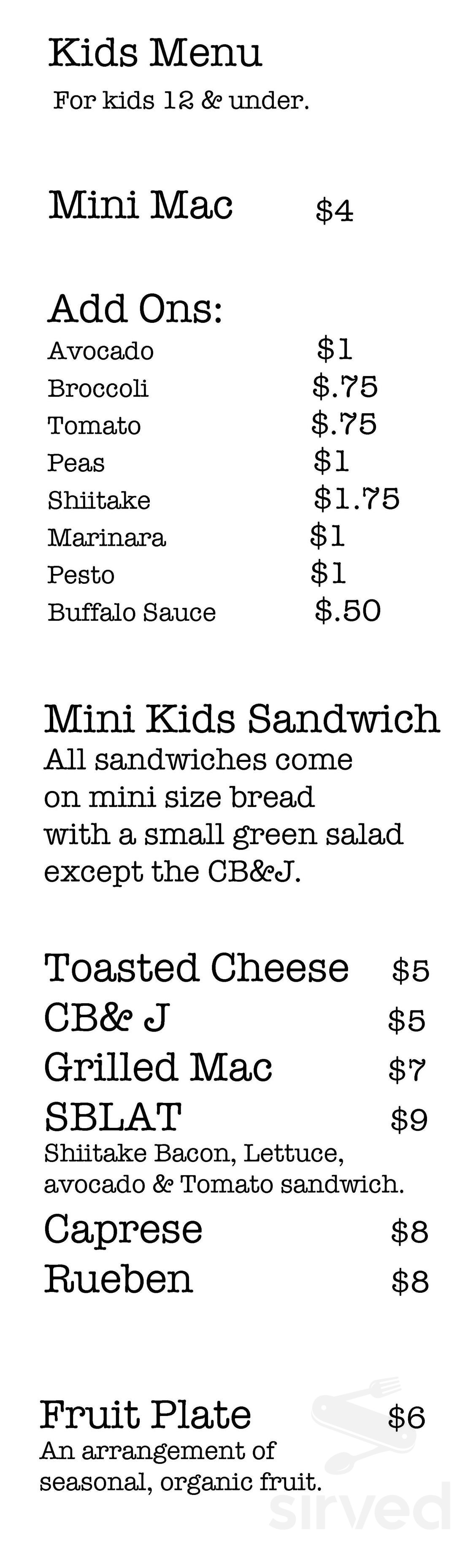 Vtopia All Vegan Restaurant & Cheese Shop kids menu in Portland, Oregon