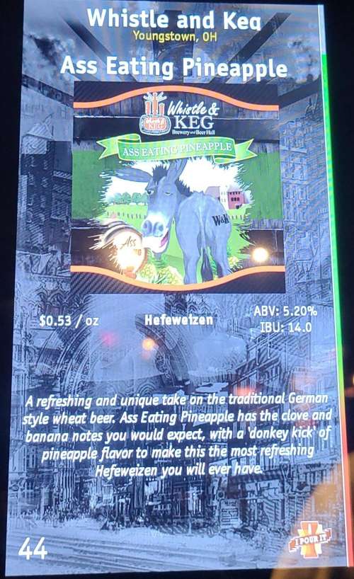 Whistle & Keg menu in Columbus, Ohio, USA