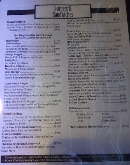 North Park Diner menu in San Diego, California, USA