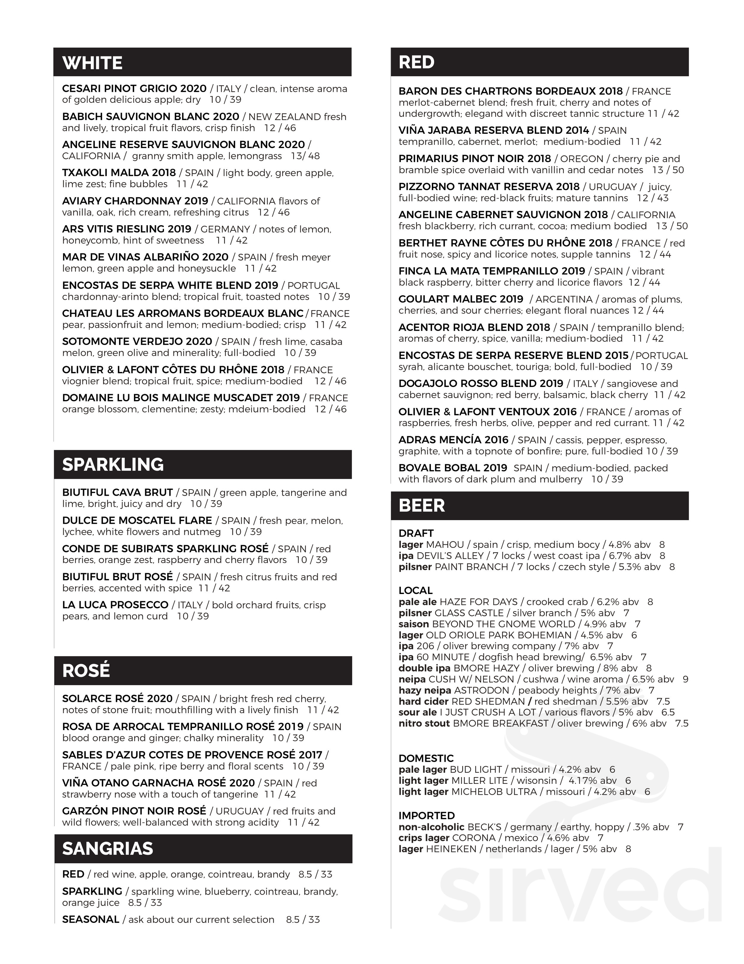 Menu Rockville MD's Botanero Restaurant Sirved