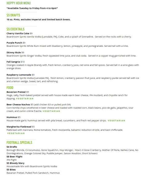 Well Crafted Beer Co. Lansdale Brewpub menu in Lansdale, Pennsylvania, USA