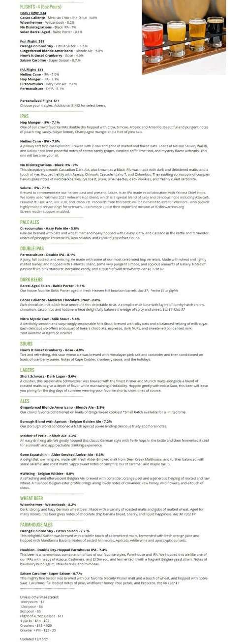 Well Crafted Beer Co. Lansdale Brewpub menu in Lansdale, Pennsylvania, USA