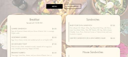 The Oasis Cafe Menu - San Diego, California | Sirved