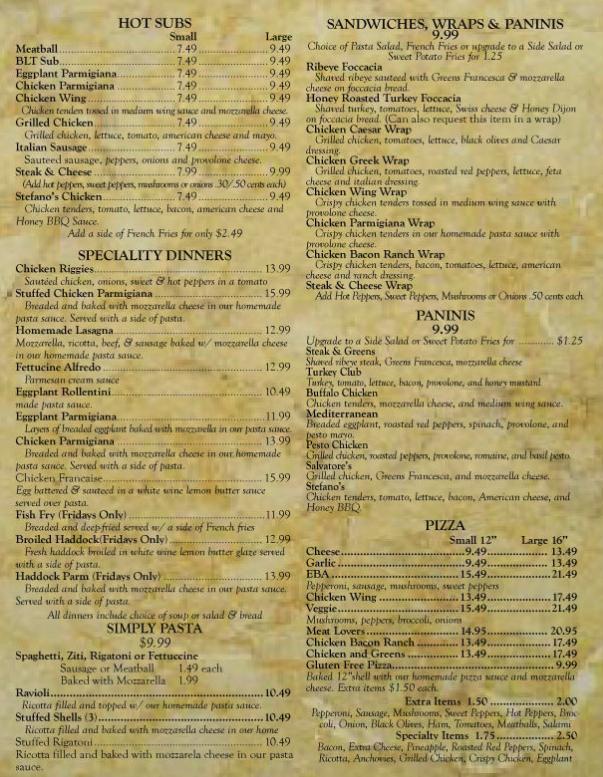 Salvatore's menus in Herkimer, New York, United States
