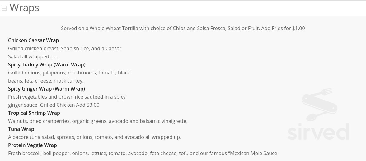 Swami's Cafe Encinitas 101 lunch menu in Encinitas, California