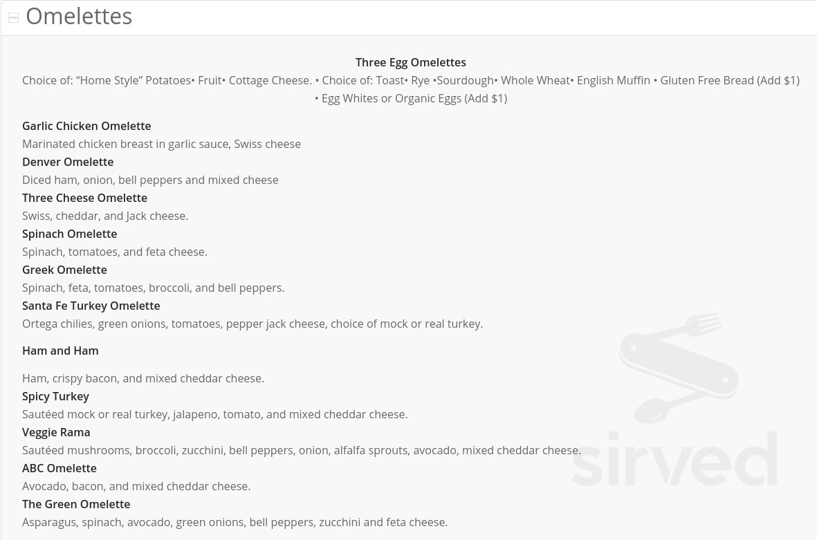Swami's Cafe Encinitas 101 breakfast menu in Encinitas, California