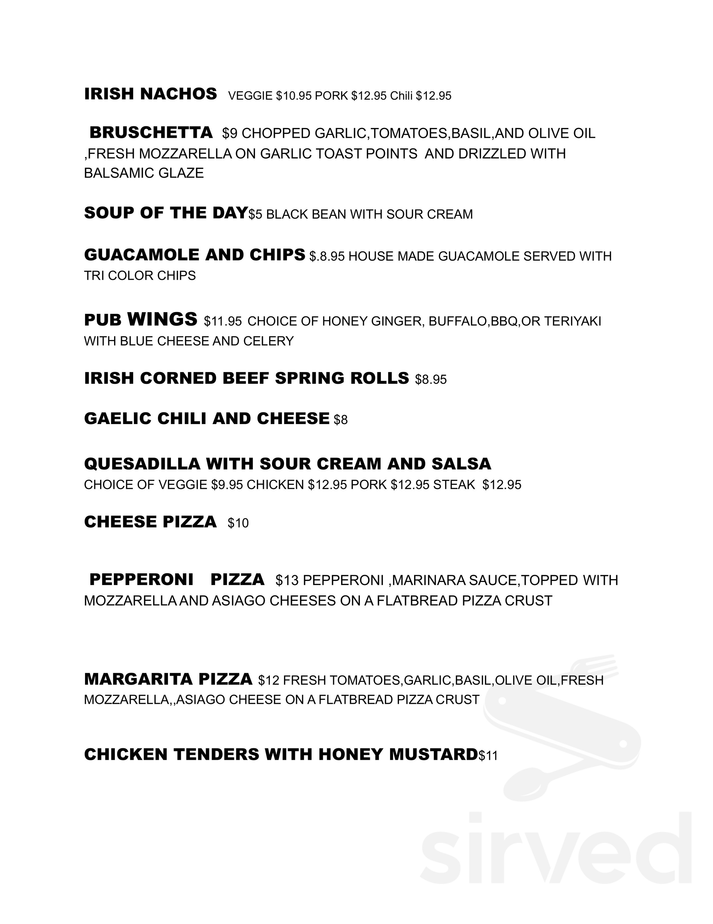 GaelicAmerican Club Inc menus in Fairfield, Connecticut, United States