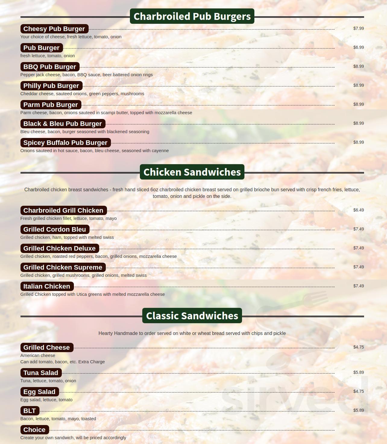 Ye Olde Pizza Pub menu in Hamilton, New York, USA