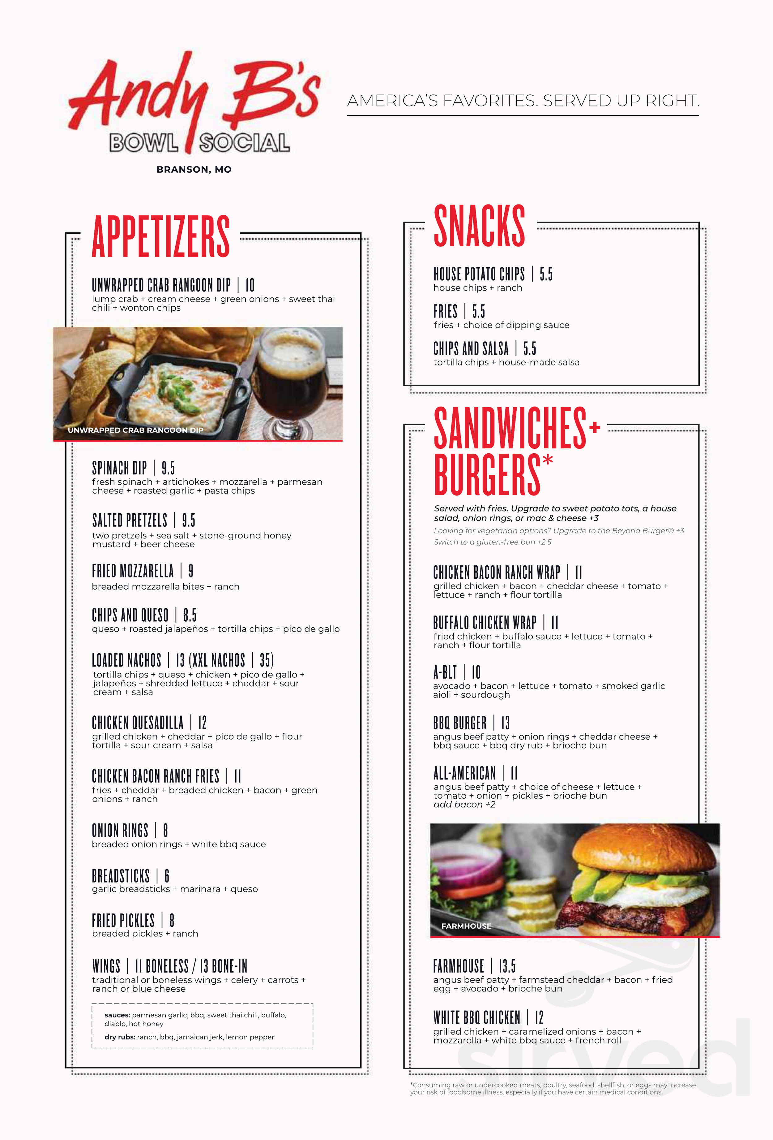 Menu for Andy B's - Springfield in Springfield, MO | Sirved