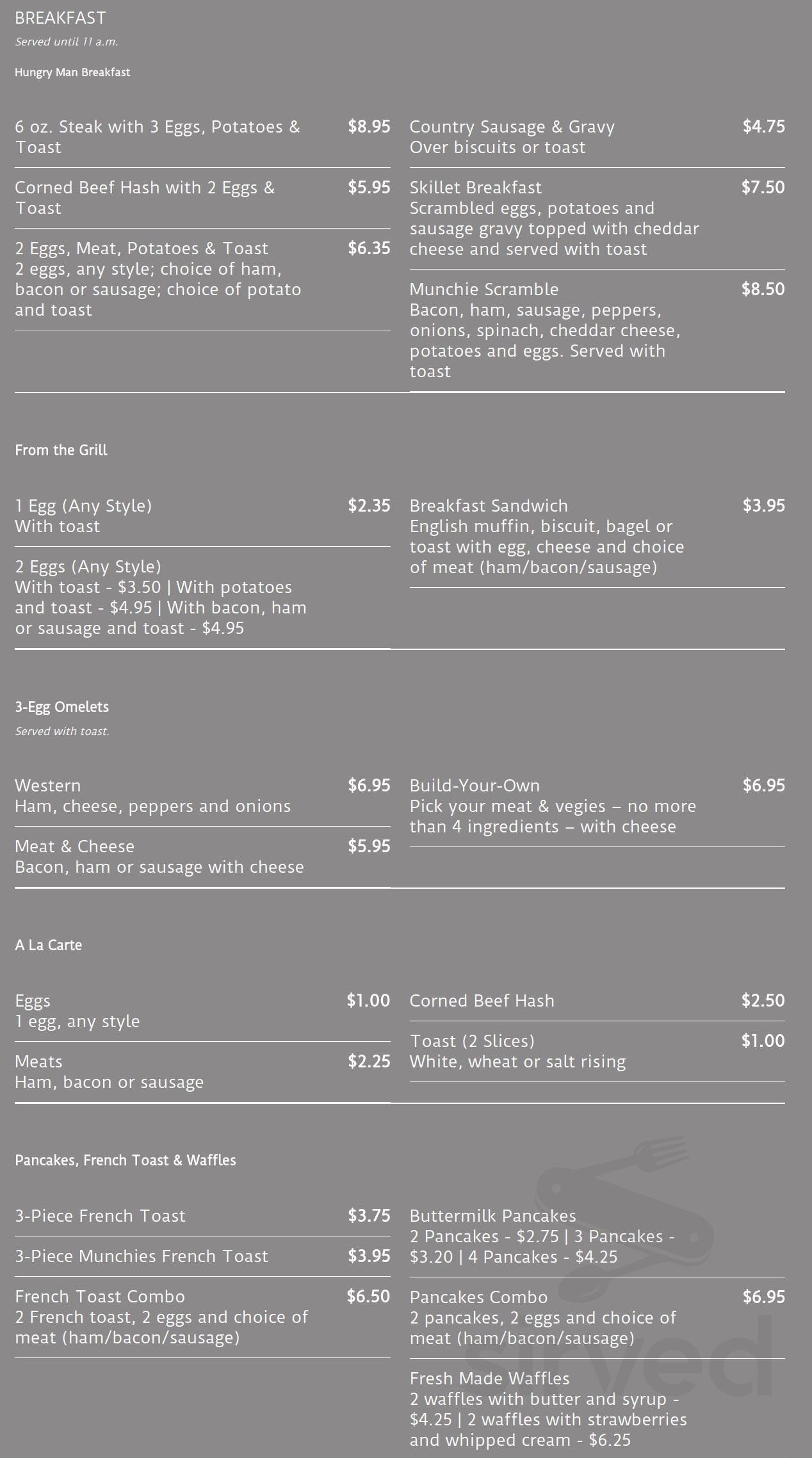 Munchies Dining menus in Eldred, Pennsylvania, United States