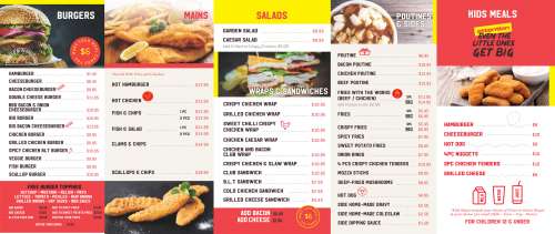 Big Burger menu in Charlottetown, Prince Edward Island, Canada