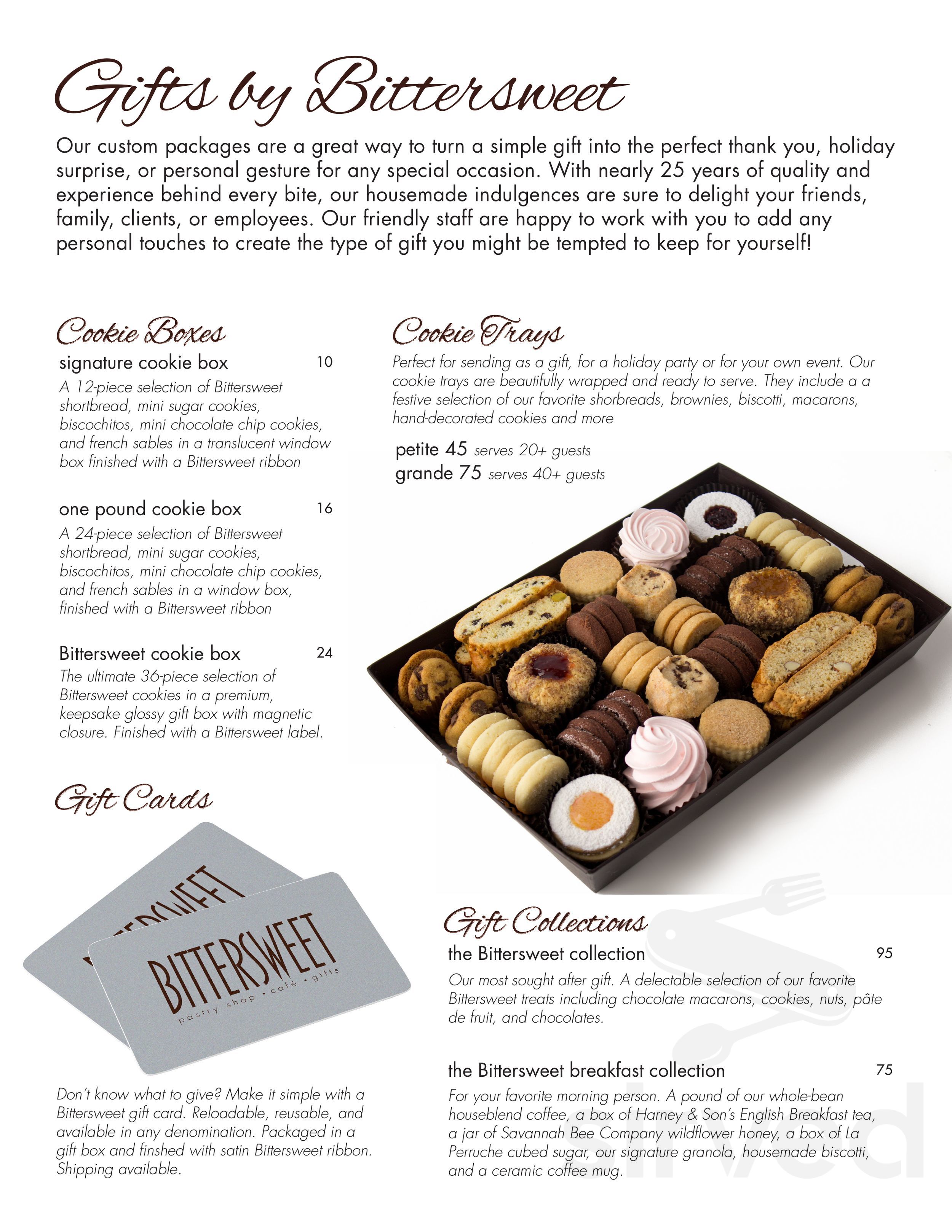Bittersweet Pastry Shop & Cafe menu in Chicago, Illinois, USA