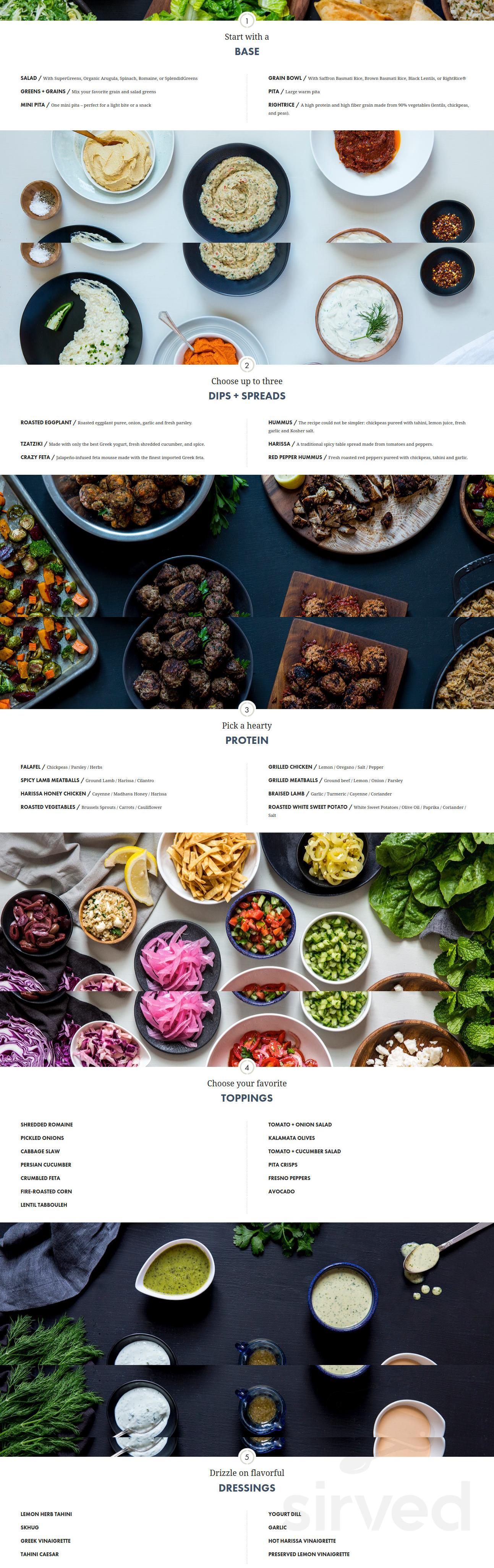 CAVA menu in Rye Brook, New York