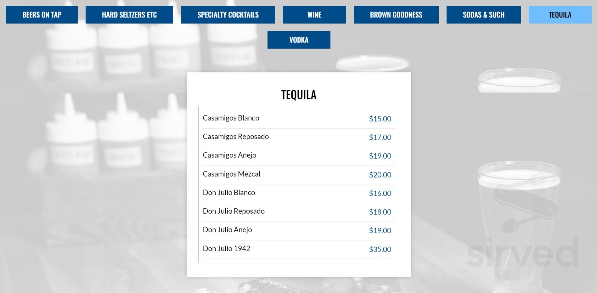 Pit & Tap menu in Wilmette, Illinois, USA