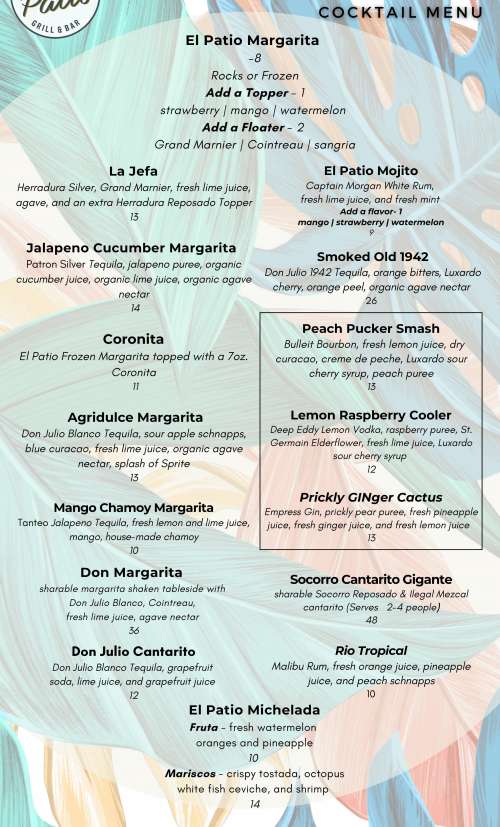 El Patio MexTex Restaurant menu in Lewisville, Texas, USA