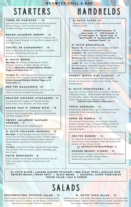 El Patio MexTex Restaurant menu in Lewisville, Texas, USA