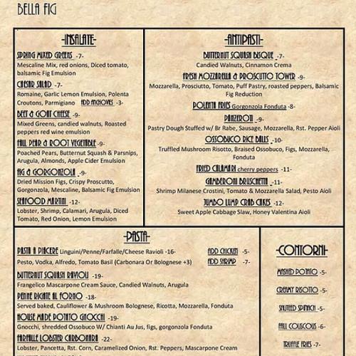 Bella Fig Restaurant menu in Hawthorne, New Jersey, USA