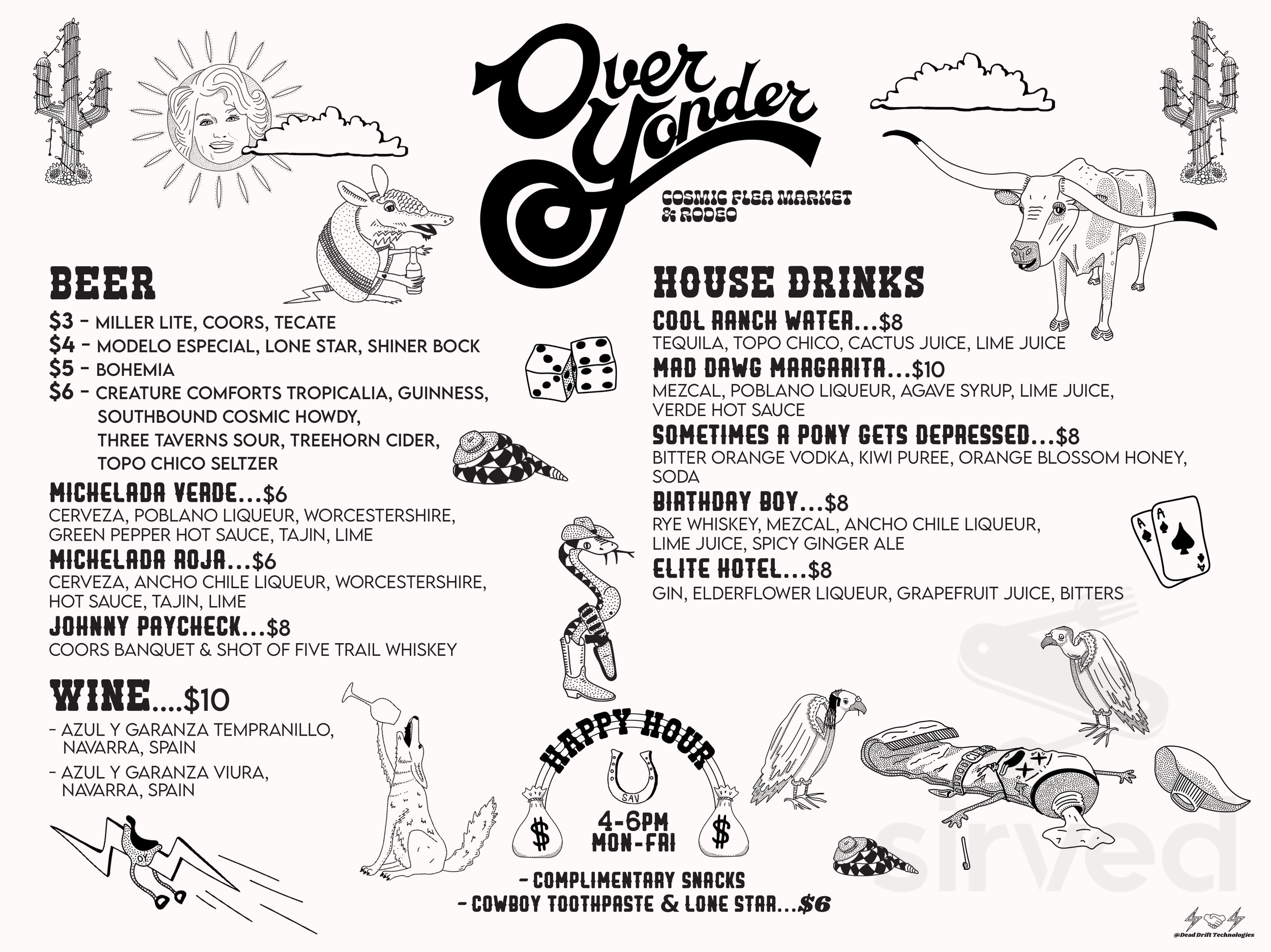 Menu for Over Yonder in Savannah, GA | Sirved