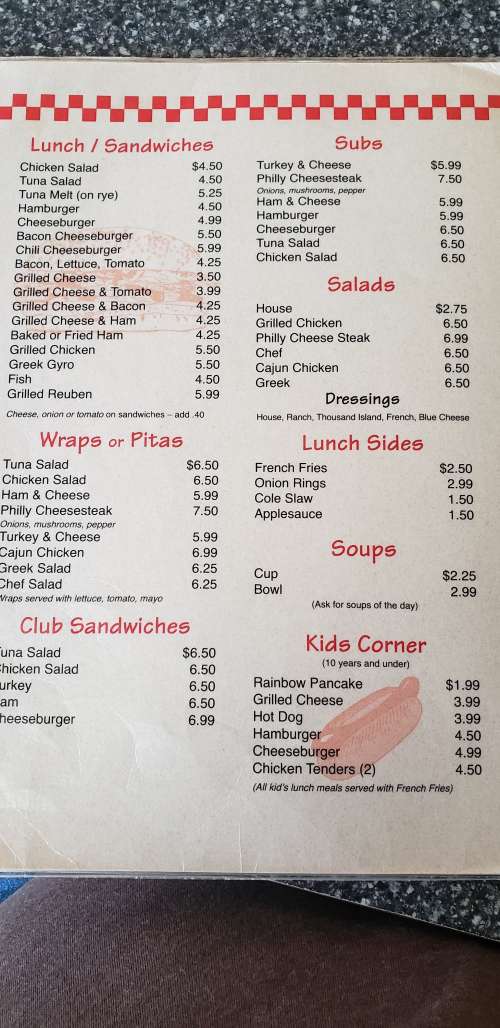 Fay's Country Kitchen menu in Carlisle, Pennsylvania, USA