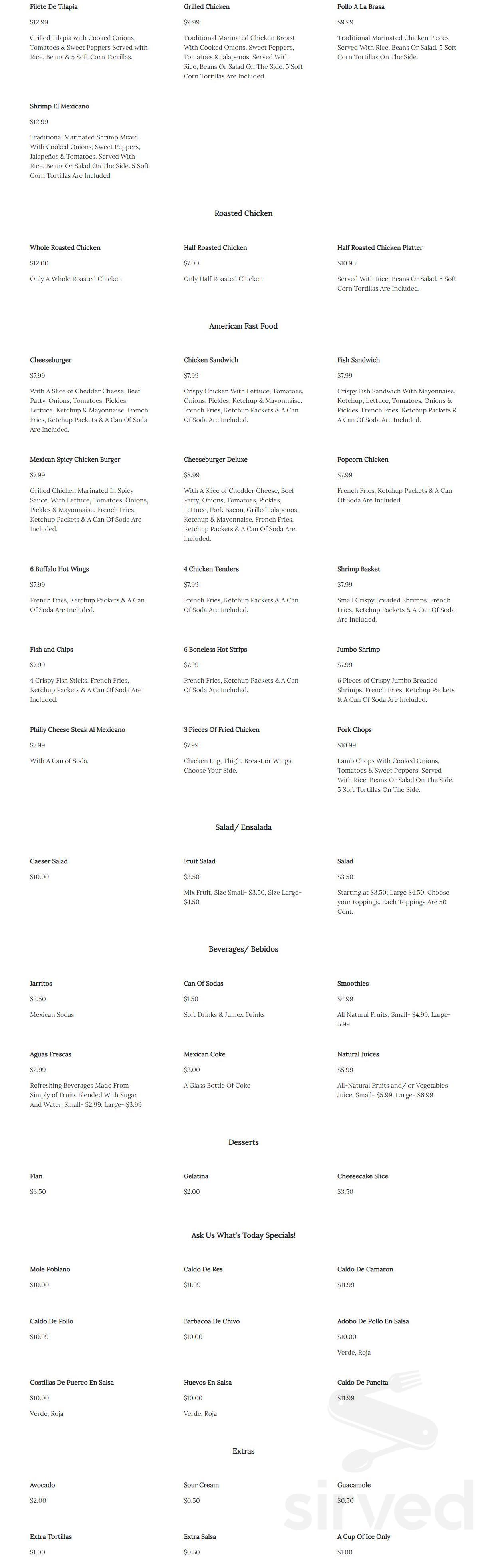 El Mexicano Restaurante & Café Inc 3 menu in Brooklyn, New York, USA