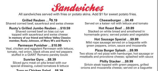 Menu for Sunrise Inn of Warren in Warren, OH | Sirved