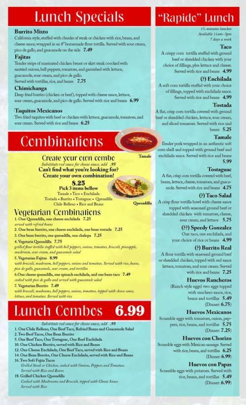 EL LAGO MEXICAN RESTAURANT ( Branson west Mo) menu in Branson West ...