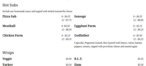 Menu for Pizza Napoli & Restaurant in Bradford, PA | Sirved