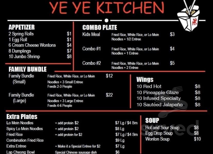 Ye Ye Kitchen menu in El Paso, Texas, USA