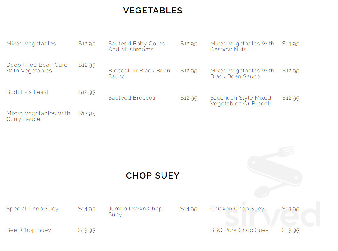 Menu - Vancouver BC's New Sun Restaurant | Sirved