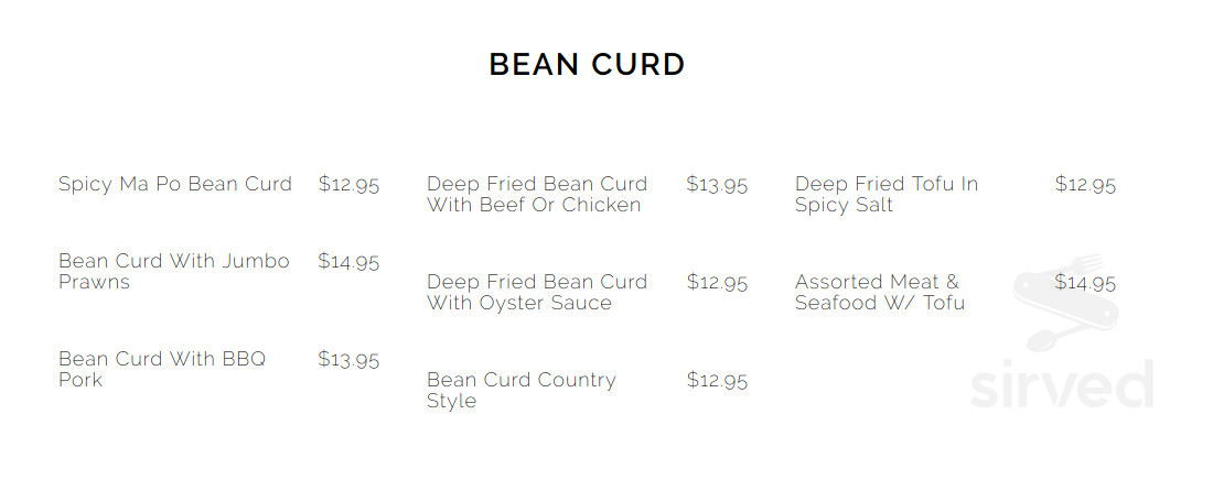 Menu - Vancouver BC's New Sun Restaurant | Sirved