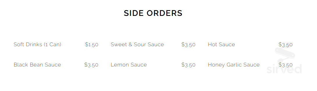 Menu - Vancouver BC's New Sun Restaurant | Sirved