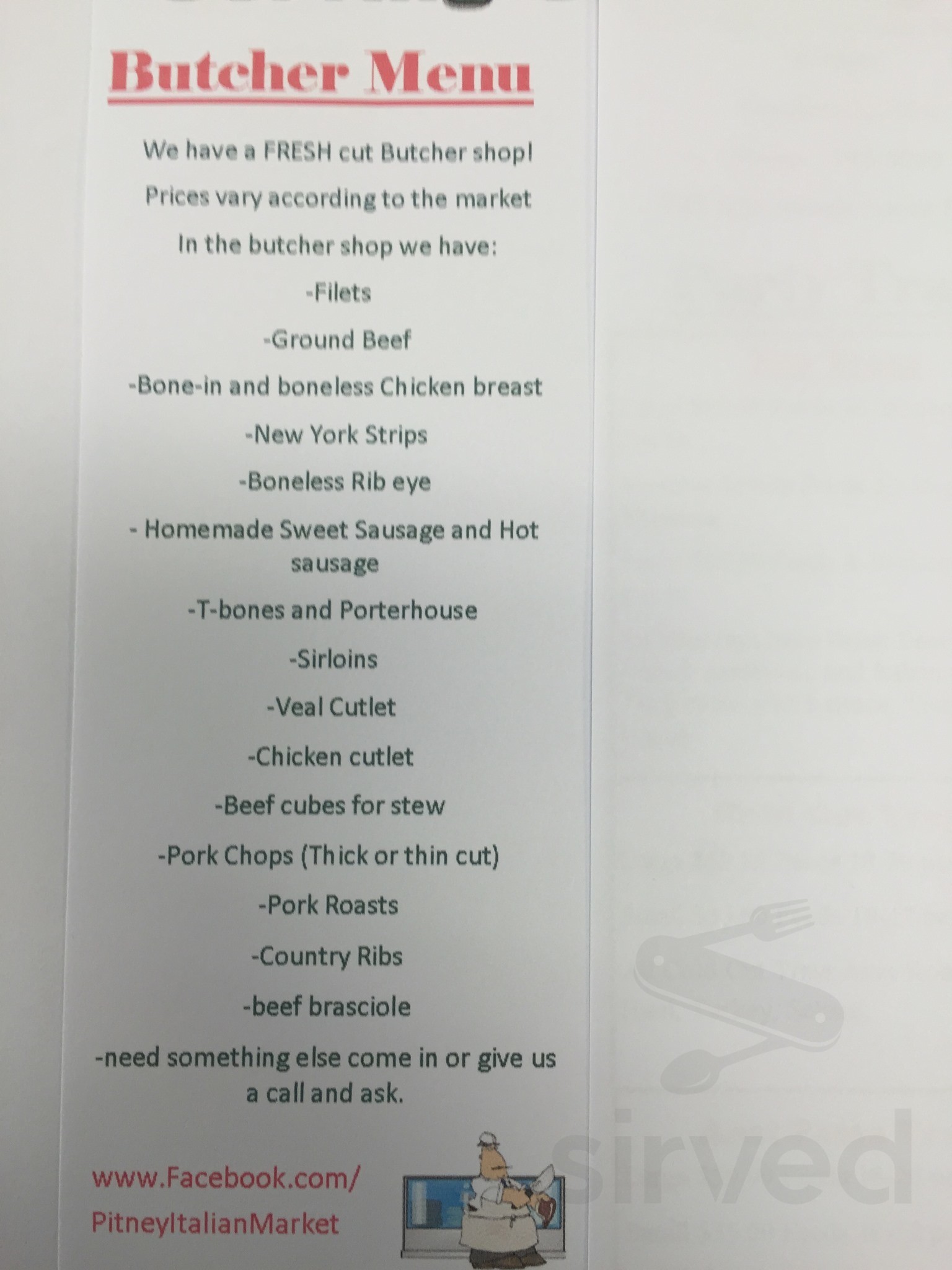 Pitney Italian Market menu in Galloway, New Jersey, USA