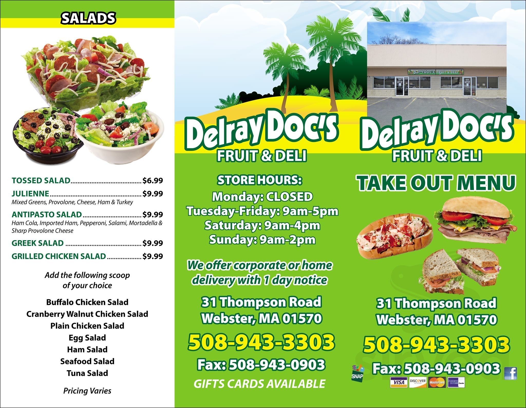 Menu for Delray Doc's Fruit & Deli in Webster, MA | Sirved