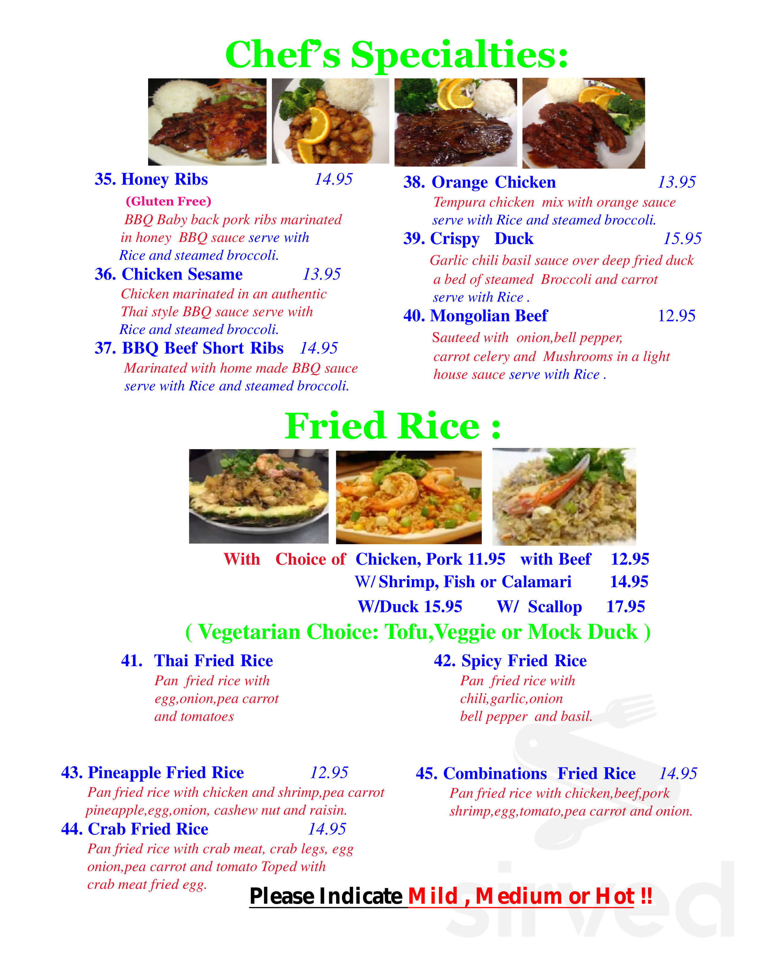 Thai Elephant Restaurant menus in Atascadero, California, United States
