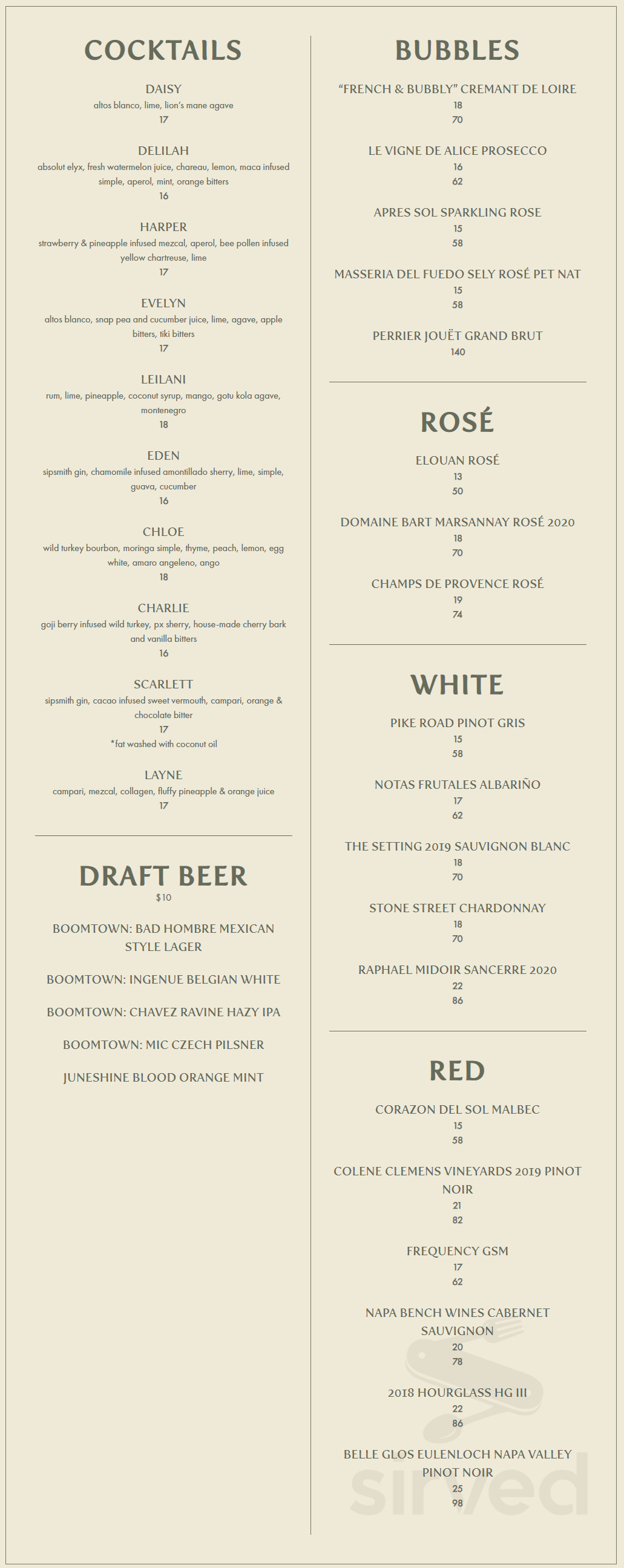 Cafe Fig menu in Los Angeles, California, USA