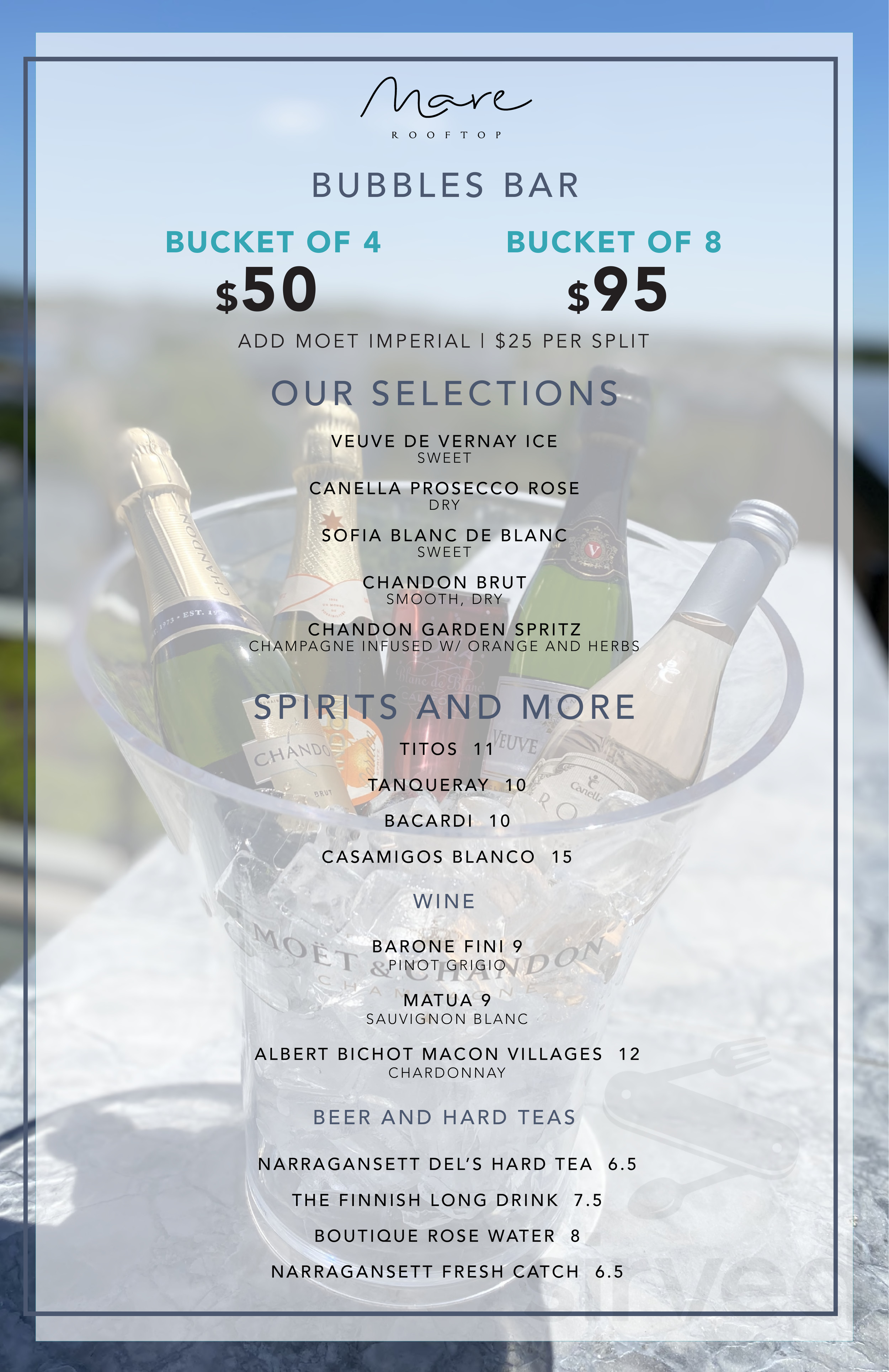 Menu - Providence RI's Mare Rooftop | Sirved