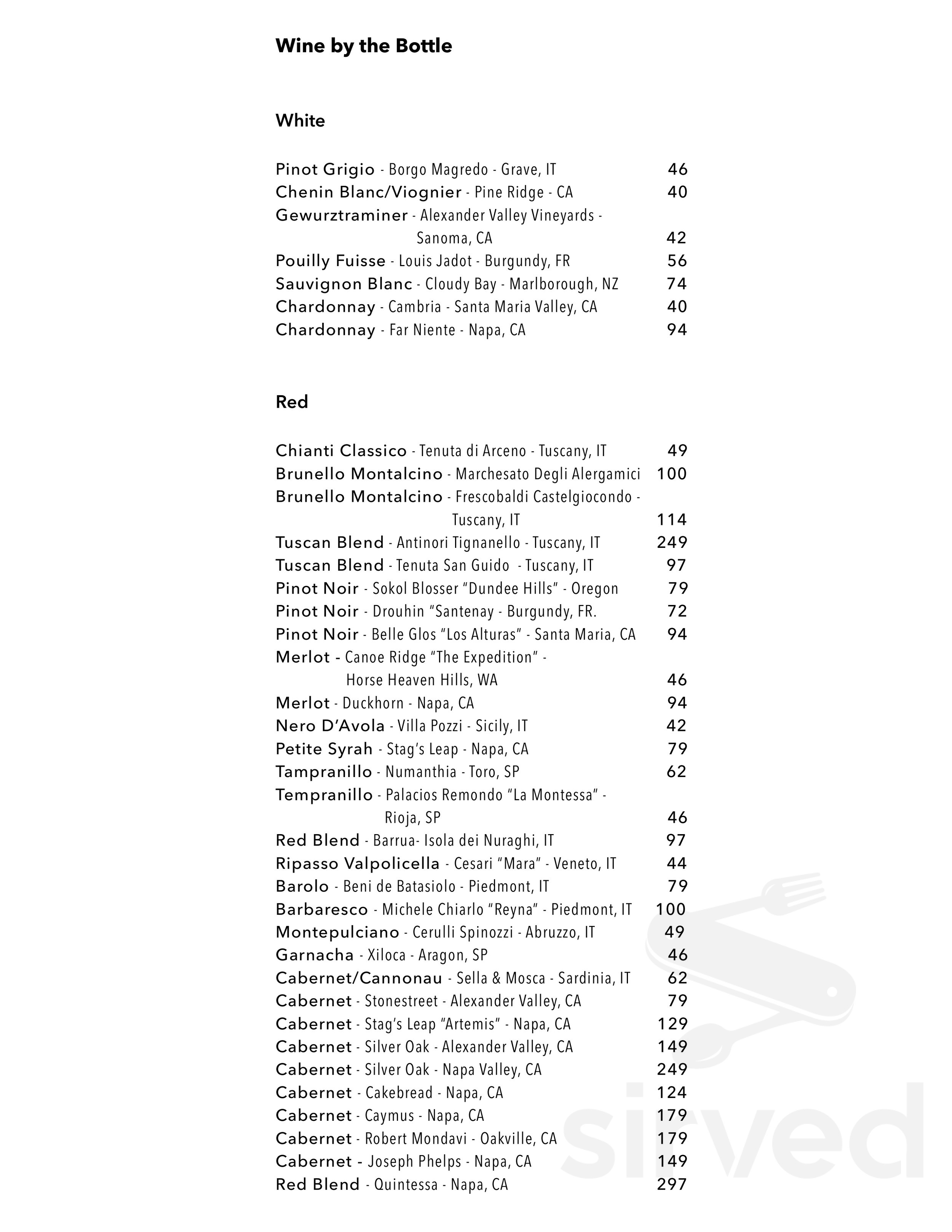 Menu - Providence RI's Mare Rooftop | Sirved