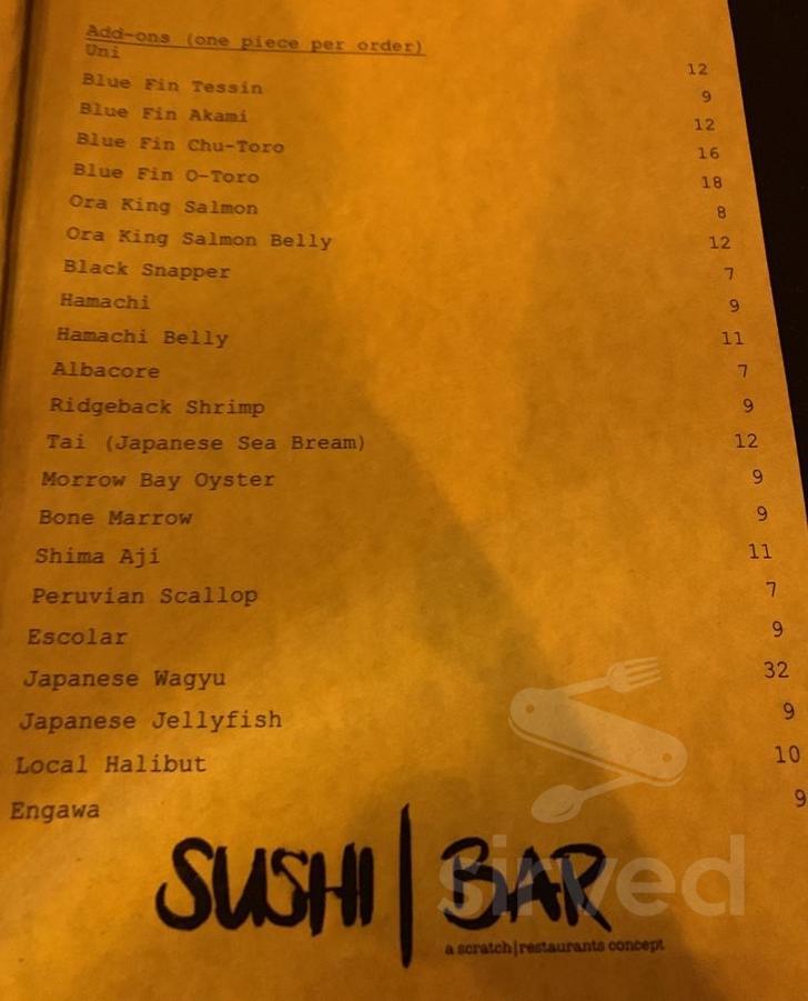 Sushi Bar Montecito Menu In Santa Barbara California Usa