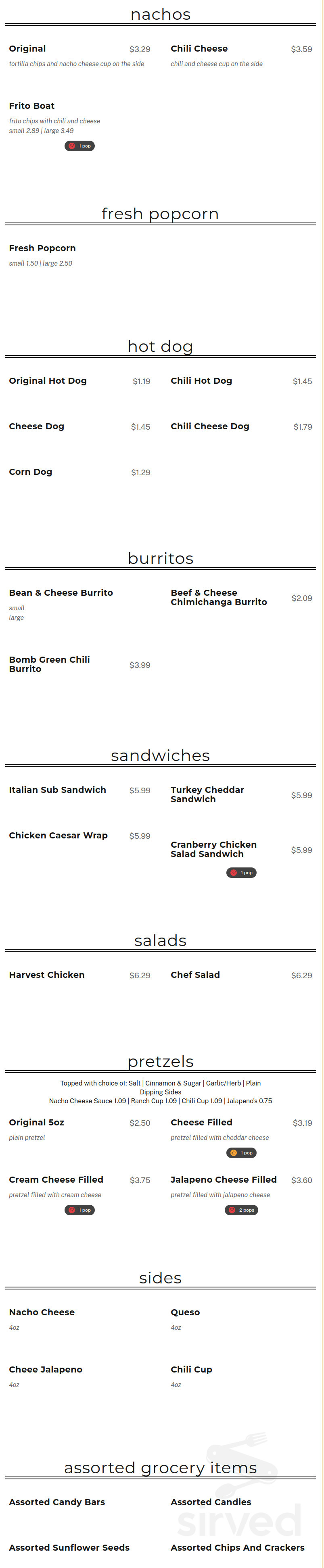 Indian Wells Drive Thru Dairies Inc. menu in Ridgecrest, California, USA